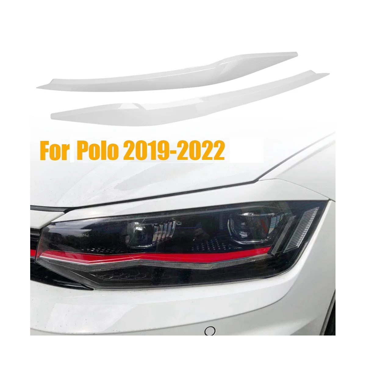1 чифт Накладки на клепачите отпред фарове, накладки за вежди, стикер за VW Polo 2019-2022, Формоване лампа, ленти за вежди, Капачка A
