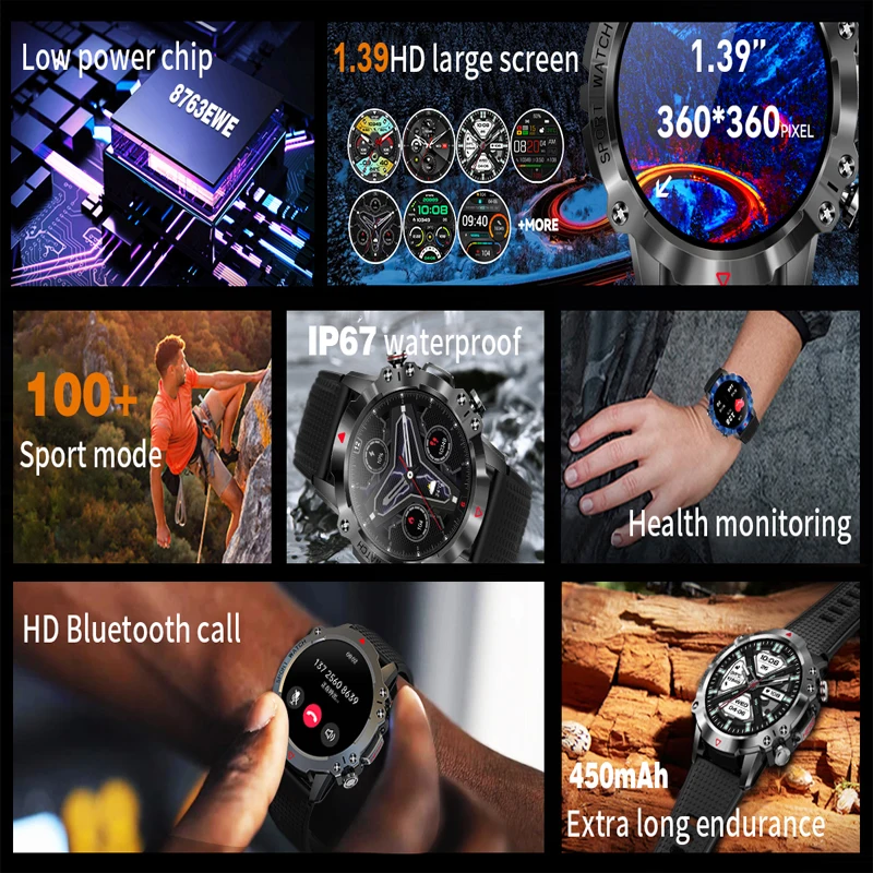 GEJIAN 2023 новите смарт часовници мъжки спортни фитнес-часовник с пълен сензорен екран, Водоустойчив IP67 Bluetooth Android, ios смарт часовници за мъже