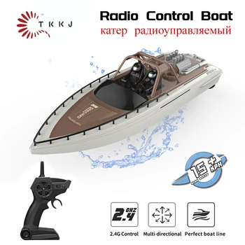 TKKJ RC Лодка, високоскоростен двоен електрически перка, 2.4 Ghz, лодка с дистанционно управление, 1:28, Модел на скоростно, лодки, играчки за деца