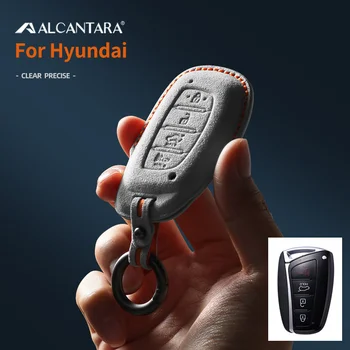 Калъф За автомобилни ключове от Алькантары за Hyundai Santa Fe 2013 2015 2017, 4-ключ-сгъваем Държач за ключове, Ключодържател, Защитни Аксесоари