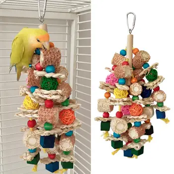 Ядивната пигментная играчка-папагал, цветни дървени кубчета, грозде, мъниста, естествени царевични кочани, играчки-папагали за облекчаване на тревожност, забавни упражнения, скука