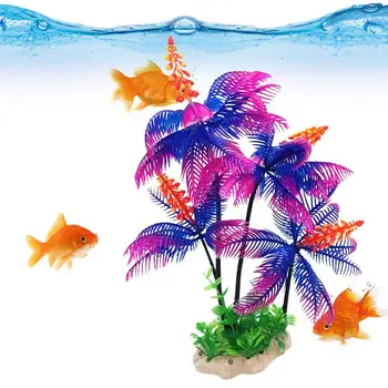 Декор на аквариум Големи растения Аквариум Ландшафтен дизайн на аквариума с рибки Дизайн Голям кокосовата палма С поставка за костенурки Риба Хамелеон