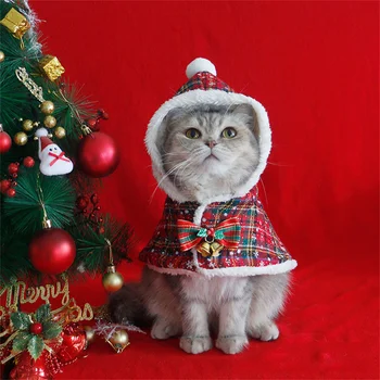 Коледен дъждобран за домашни любимци, трансформированная наметало за котки, добре облечени дрехи, Удобни пелерини за кучета с качулка, парти
