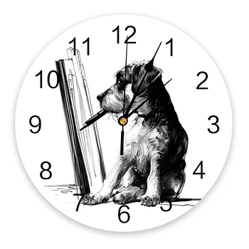 Стенен часовник с изображение на куче, много модерни кухненски кът кръгли стенни часовници, безшумни висящи часовници за спални
