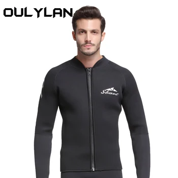 Oulylan 3 мм неопреновый неопрен, яке, топ за мъже, водолазный костюм, бански костюми за гмуркане, сърф, Облекла за водни спортове, облекло за гмуркане