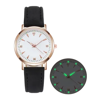 Luminous Pointer Watch Leather Wristband Women ' s Quartz Watch Watch часовник дамски ръчен montre femme relojes para mujer