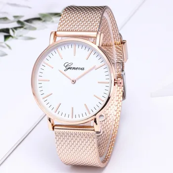 Мъжки И Дамски часовници е от неръждаема стомана, кварцов часовник, спортен часовник с пластмасова каишка, Модерни Ежедневни часовници от Розово злато