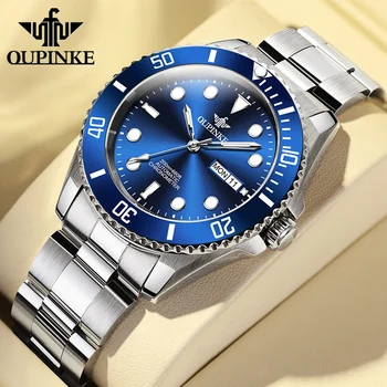 OUPINKE Международна марка, мъжки Модни Автоматични механични часовници, с сапфирено стъкло, Мъжки Светещи Водоустойчив часовник с дата