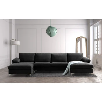 Модерен диван-трансформатор, секционни диван, черен плат