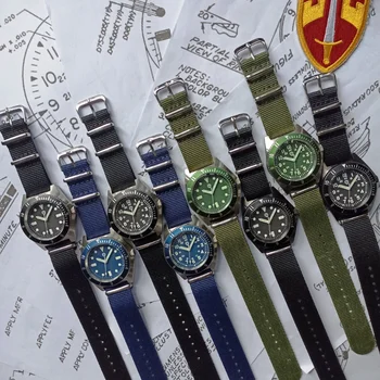 Мъжки армейските часовници за гмуркане 300 м Водоустойчив корпус часа от неръждаема стомана Vh31 Супер Нажежен мъжки часовник в армия стил Часовници