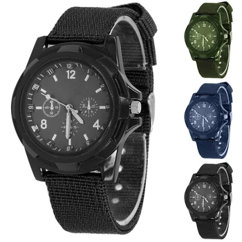 Модерен Мъжки Кварцов часовник Army Soldier, Военен платно каишка, Тъканни Аналогови ръчни часовници, Спортни часовници, часовници