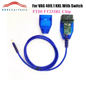 За VAG409.1 KKL Скенер Инструмент VAG-KKL 409 с чип FTDI FT232RL за VAG-COM 409 OBD2 интерфейс USB Диагностичен кабел Vag 409Com