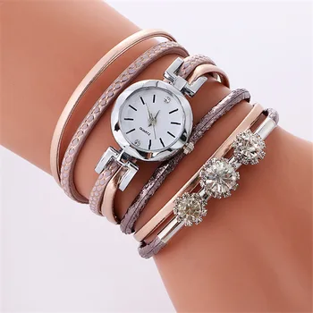 Популярни луксозни Реколта дамски ръчни часовници с три диаманта, Без лого, ретро Дамски Часовник