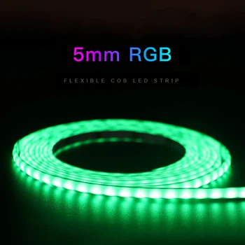 Нов 5V 5mm RGB COB LED Strip Light Тънка печатна платка 450LED/m Линейно осветление с Висока Плътност Home Decortion Подсветката на телевизора