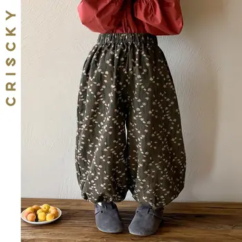 Панталони-фенери за момчета и момичета, Новост 2023 г., Детски панталони за момичета в корейски стил, есен-зима, Детски Свободни панталони с флорални принтом