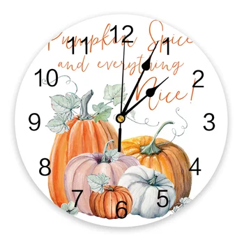 Ден на Благодарността Есенна Тиква PVC Не Тикающие Стенни Часовници Стенен декор Кухня Цифров часовник Модерен дизайн на Спалня Кръгли стенни часовници
