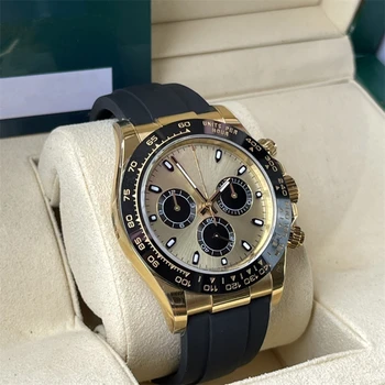 Висококачествени Мъжки механични часовници, пълнофункционален гумени часовници с три очи, Минималистичные бизнес водоустойчив ръчен часовник
