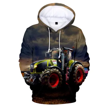 Есенно-зимния автомобил с модел на трактора, 3D печат, на хладно яке, Мъжки, дамски, детски hoody в стил хип-хоп, унисекс