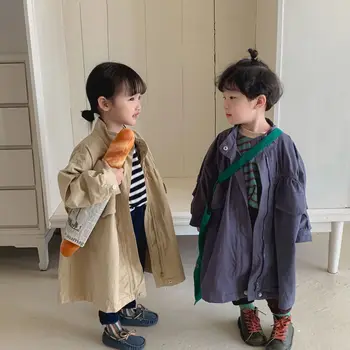 3105C/Детско палто с дълги ръкави за момчета; колекция 2022 г.; Есен нова однотонная ветровка за момичета; Детско палто от 1 до 7 години; Връхни дрехи