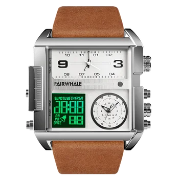 Квадратни многофункционални творчески цифров часовник с дисплей, Модерни кварцови часовници, Водоустойчиви мъжки дигитален часовник С дисплей светящимся