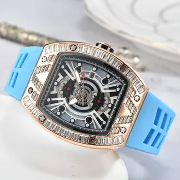 Най-новата мода RM personality, имитация на керамика вино бочонков, мъжки часовник sense с голям диамантен пръстен, кварцов Reloj Hombre