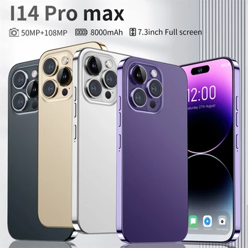 Смартфон 5G Нов 14 pro Max е смартфон 5g телефон 8000 ма Мобилен телефон 16 + 512 мобилен телефон с 7,3-инчов HD-екран е отключен