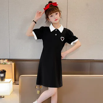 Гореща разпродажба, лято 2023, Нови Корейски детски поли, рокли за момичета-ученички, однотонное Страхотно удобно студентско рокля в училище стил