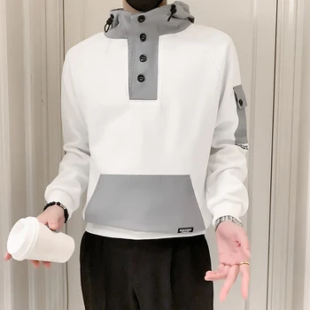 Мъжки блузи Harajuku с дълъг ръкав, 2023, Нова мода hoody, Ежедневни hoody в стил мозайка за по-младите мъже, Напреднали свободно време D27