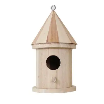 Направи си сам Птица Къща Дървена Открит Стенен монтаж Окачен Чрез гнездото на птиците от Клетка за декорация на дома, в градината