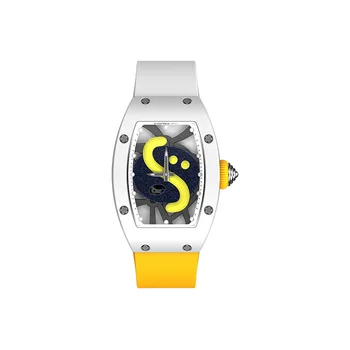Дамски автоматичен часовник CRONUSART Луксозни часовници Tonneau, Дамски механични часовници, Керамични дело, фторопластовый каишка, Светлинен
