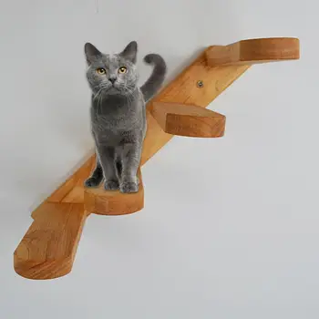 Срок За Катерене Cat Стълби За Котки От масивно Дърво С 4 Стъпки Мебели За Котки Стени За Драскотини И катерене Cat Climber Cat Scratching