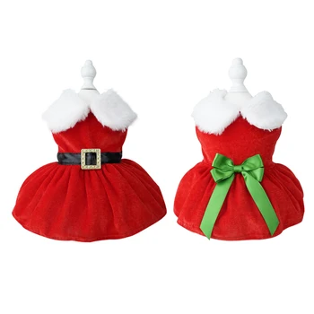 Котки, Кучета, Червена рокля, Мека зимни дрехи за момичета-кучета, Удобен костюм с червена пола за малки домашни любимци, лесно моющийся Коледни дрешки, аксесоари