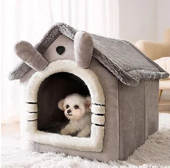 (MD) Четири сезона Универсален къщичка-гнездо за малко кученце Плюшено зимата на топло подвижни котки къщичка за куче