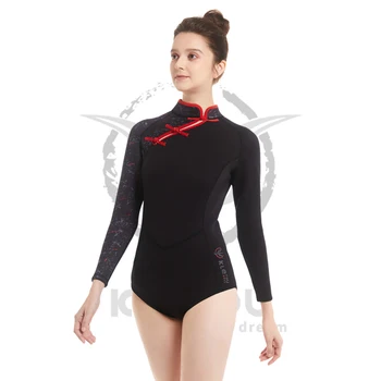 Нов неопрен от неопрен с дебелина 2 мм, женски едно парче слънцезащитен плажен бански костюм, костюм за сърф, костюми за гмуркане с цип отзад, водни спортове