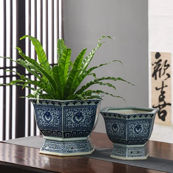 Синьо-бяла ваза, тенджери, Цзиндэчжэньский керамична саксия, естетически керамична саксия в китайски стил