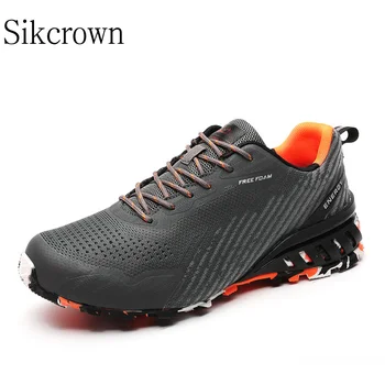 Черна, сива градинска мъжки обувки за 50, туристически нескользящие маратонки с дишаща мрежа, Висококачествени обувки, мъжки лека обувки