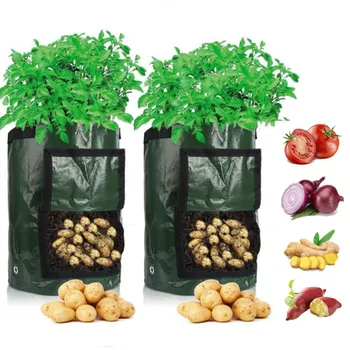 10 литра Пластмасова сеялка за зеленчуци, чанта за отглеждане на картофи, на саксията, градински саксии за растения, градински инструменти и оборудване