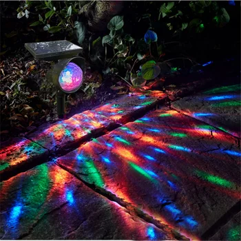 Слънчевата RGB Led лампа за проектор Открит Градински Диско топка лека нощ Тревата Пътека, Пейзаж Въртящи Crystal Вълшебна Сцена Слънчевата светлина