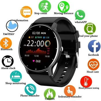 За Xiaomi Huawei 2023 Смарт часовници Мъжки дамски Спортни фитнес-часовник с пълен сензорен екран, IP67, водоустойчива Bluetooth-умни часовници за мъже