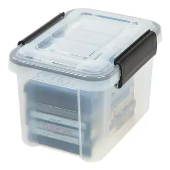 Пластмасова кутия за съхранение с полагането на WeatherPro на 6 литра с катарами, бистра