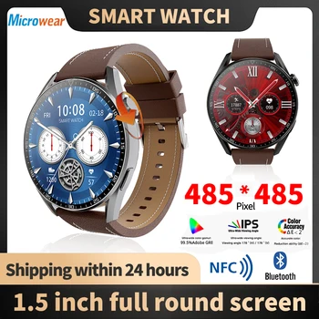 1.5 инча 485*485 Голям Екран Син Зъб Предизвикателство Смарт Часовник е Водоустойчив NFC Smartwatch Мъжки ЕКГ, Кръвно Налягане Фитнес Тракер PK GT3