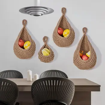 3 бр. плетени мрежа за плодове ръчно изработени, bird ' s nest, стилна mesh bag фина работа, подвесная чанта за съхранение
