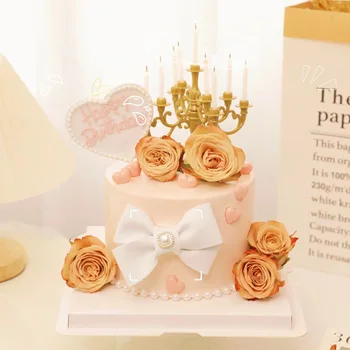 Topper за торта във формата на сърце честит Рожден Ден, украса на Сватбена торта с принцеса и лък, Детски душ, Топперы за кексчета за момичета