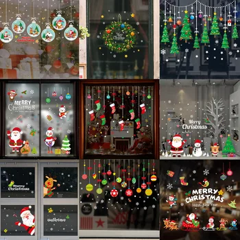 Коледни Стикери По Прозорците, Коледни Украшения За Дома, коледа, Коледни Стикери За стена, Стикери За стените на Детската Стая, Навидад Нова Година