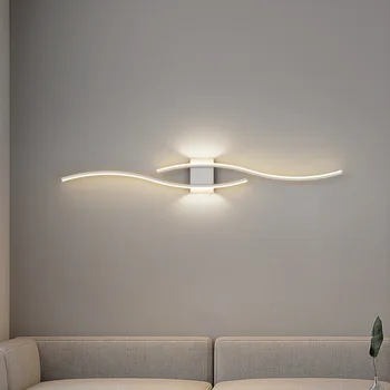 Стенен лампа в минималистичном модерен стил в проста ивица, креативна нощна лампа за спални, хол, телевизор, диван, фон, с монтиран на стената лампа