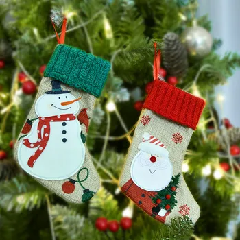 Коледни чорапи, торбичка за бонбони, подарък калъф, чанта-тоут, Коледни украси, Чорапи, окачване Коледна елха, стоки за деца, подарък