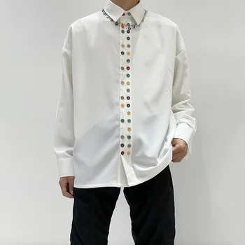 Елегантен Индивидуален дизайн с цветни копчета, Мъжки Ежедневни риза с Високо качество 2023, Стилни блузи с дълъг ръкав Модна новост