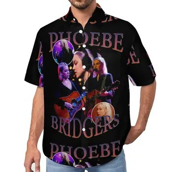 Фийби Бриджерс, Свободна риза, Мъжки ежедневни ризи в стил Хип-хоп, Хавайски блузи в стил ретро с къс ръкав, оверсайз