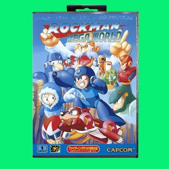 Най-популярната игра касета Rockman Mega World, 16-битова игрална карта MD с кутия за Sega Megadrive/Genesis
