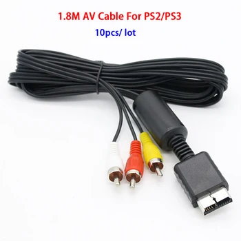 10 бр. За PS2 AV кабел 1,8 М Високо качество на Аудио-Видео Кабел-адаптер RCA AV За игралната конзола PS3 AV Кабел